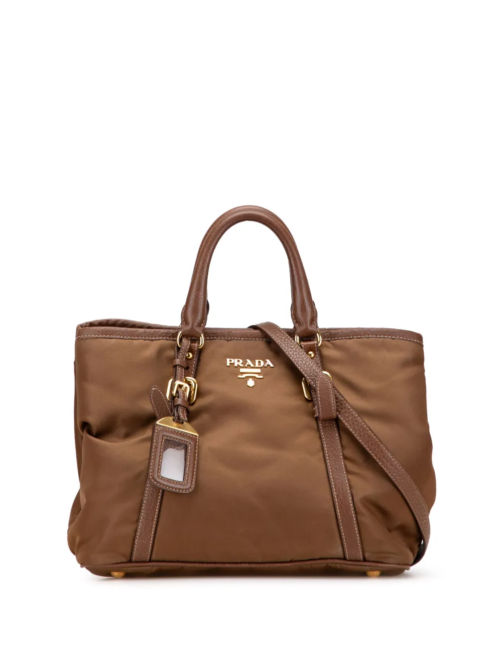 Prada Pre-Owned 2013-2025 Vitello Daino Trimmed Tessuto satchel | Brown | Image 1