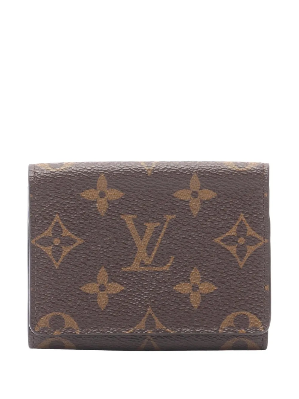 Pre-owned Louis Vuitton 2021-2025 Monogram Enveloppe Carte De Visite Card Holder In Brown