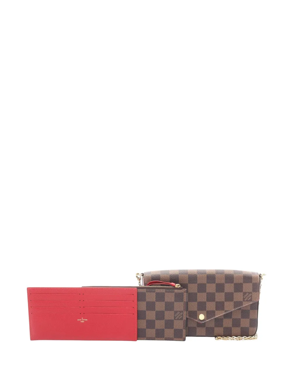 Pre-owned Louis Vuitton 2019 Damier Ebene Pochette Felicie Crossbody Bag In Brown