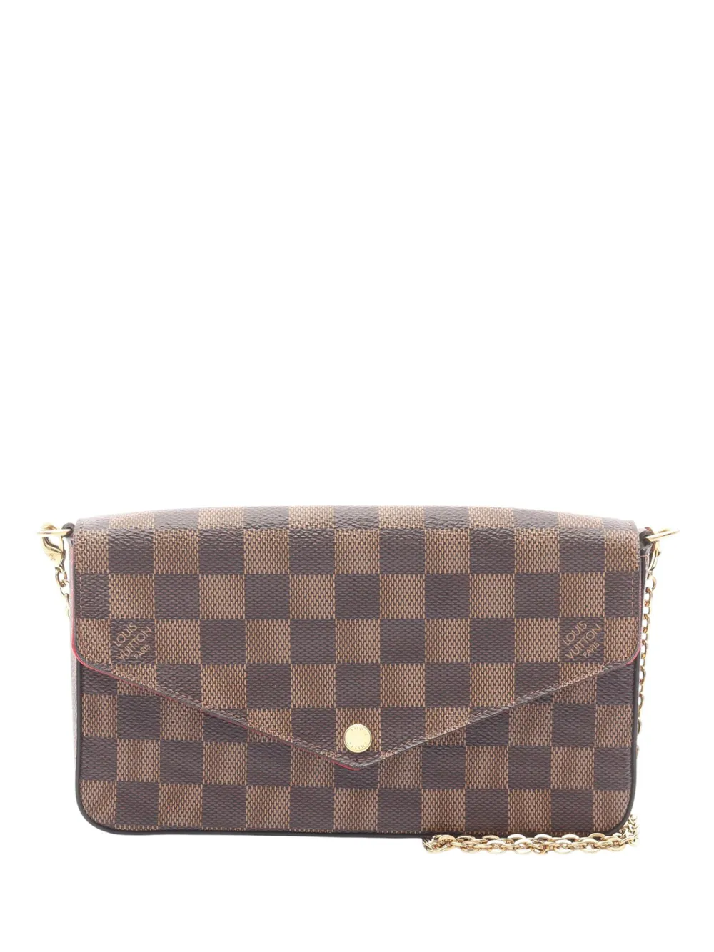 Pre-owned Louis Vuitton 2019 Damier Ebene Pochette Felicie Crossbody Bag In Brown