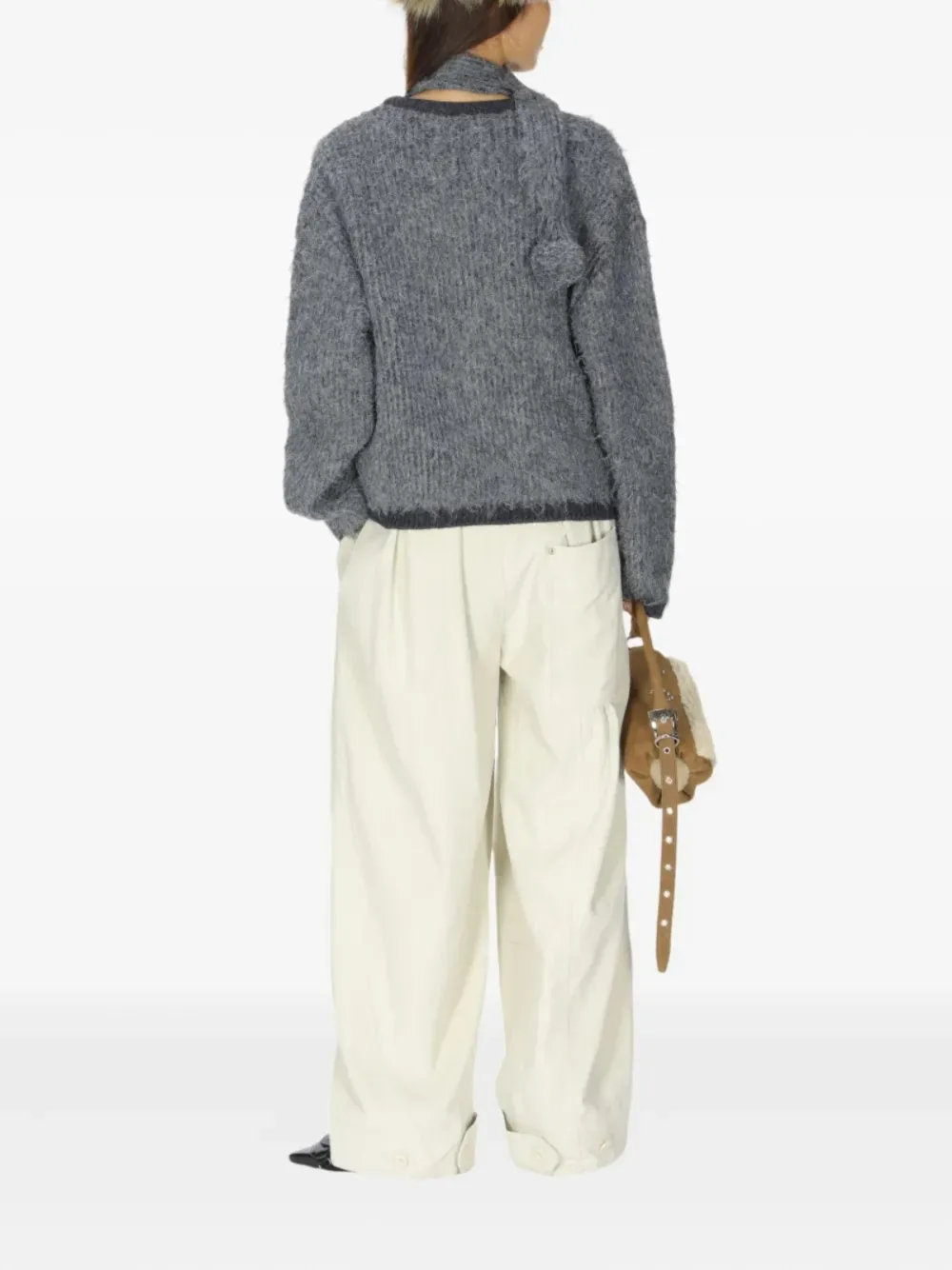 Open YY Shaggy Cardigan | Grey | FARFETCH