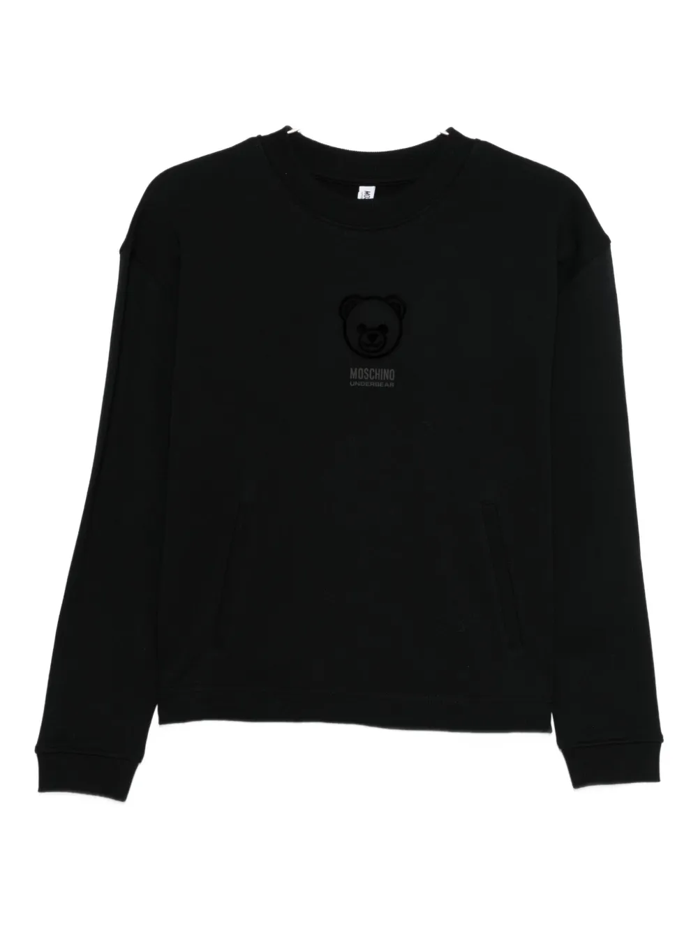 Moschino Relaxed Fit Black Cotton Sweatshirt With Embroidered Logo In Black