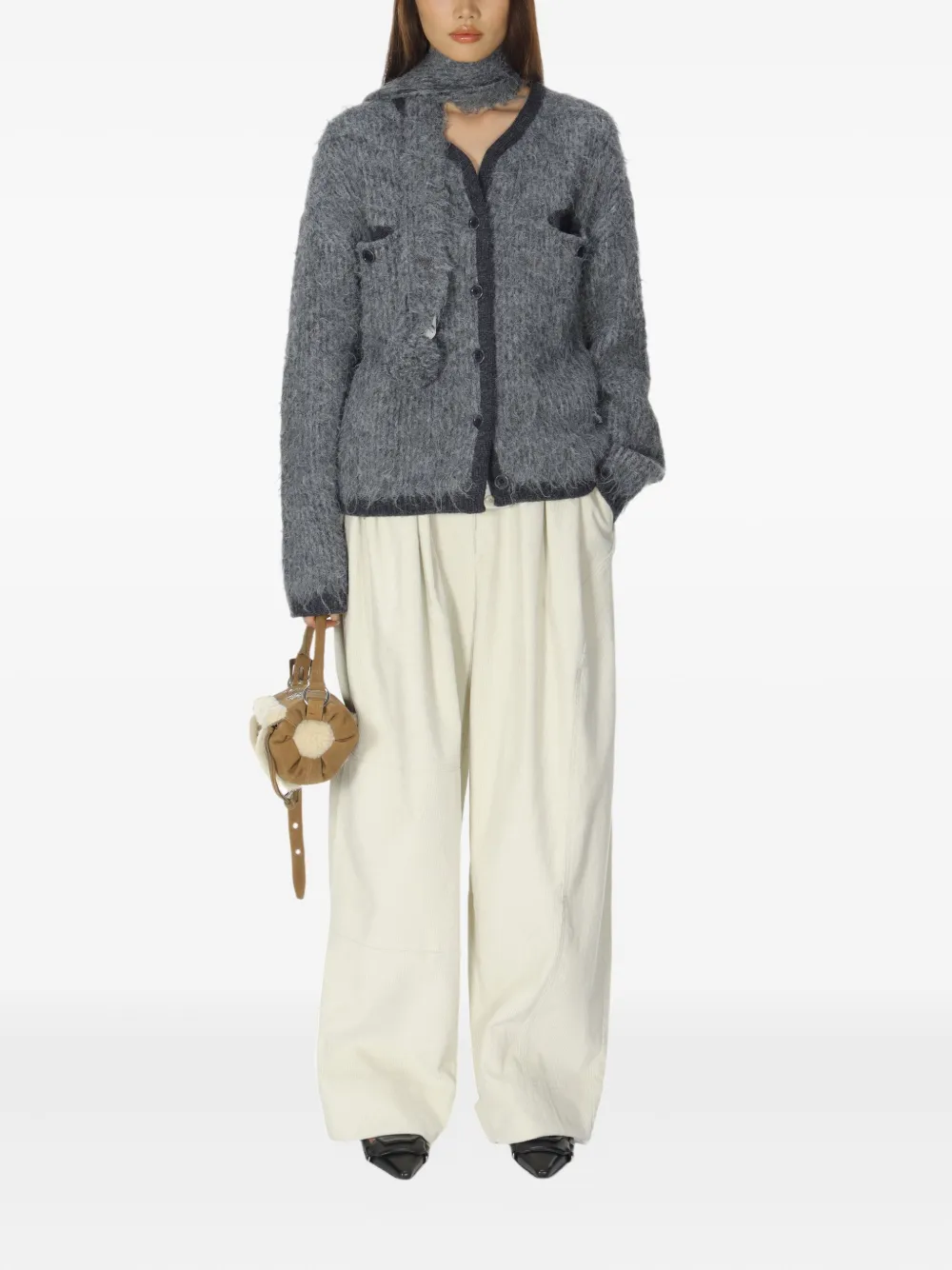 Open Yy Cotton Palazzo Trousers In White