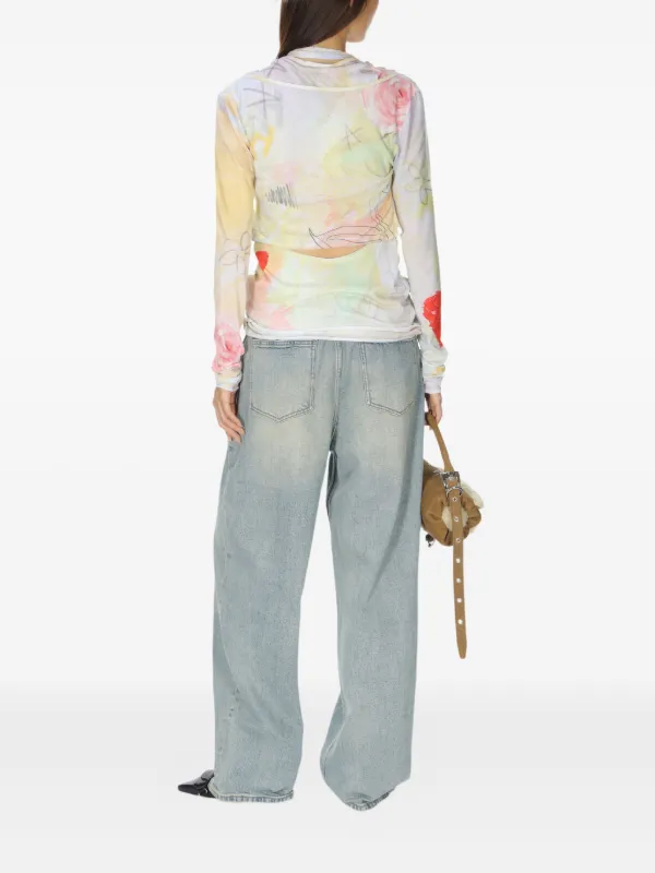 Open YY graphic-print Top | Yellow | FARFETCH HK
