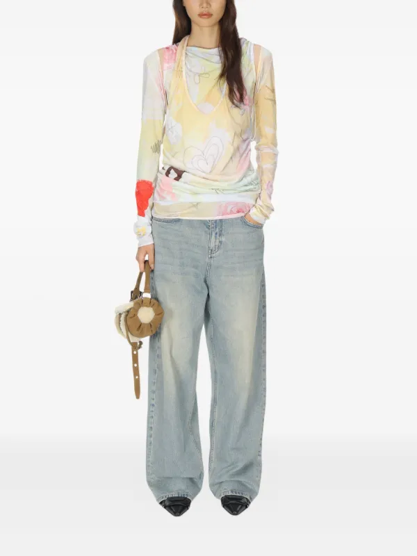 Open YY graphic-print Top | Yellow | FARFETCH HK
