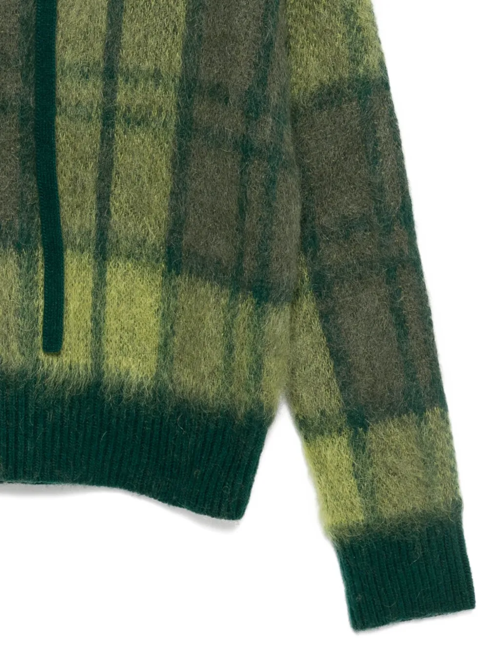 Roberto Collina Plaid Knitted Hoodie In Green