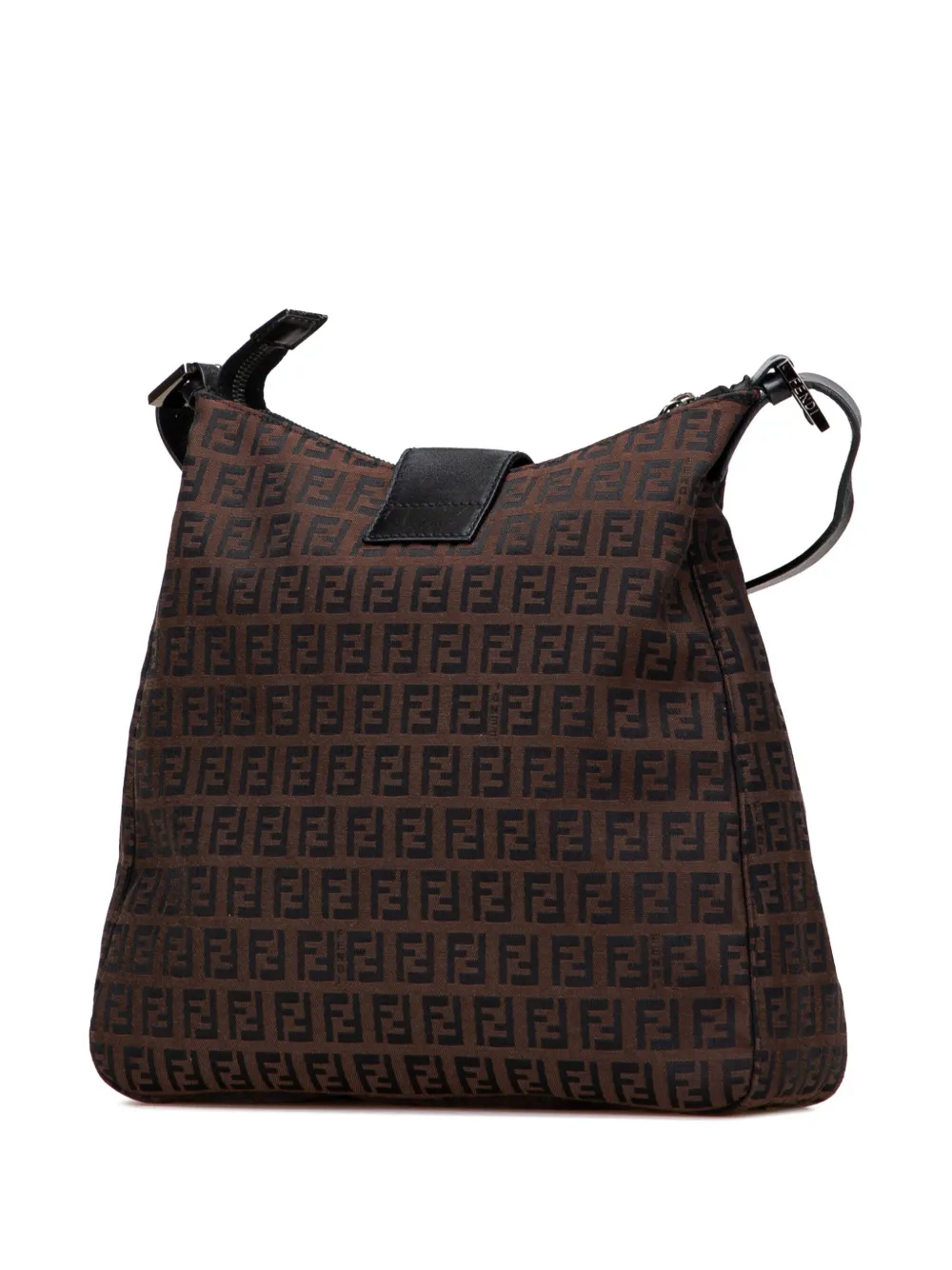 Pre-owned Fendi 2000-2010 Zucchino Canvas Shoulder Bag In Brown