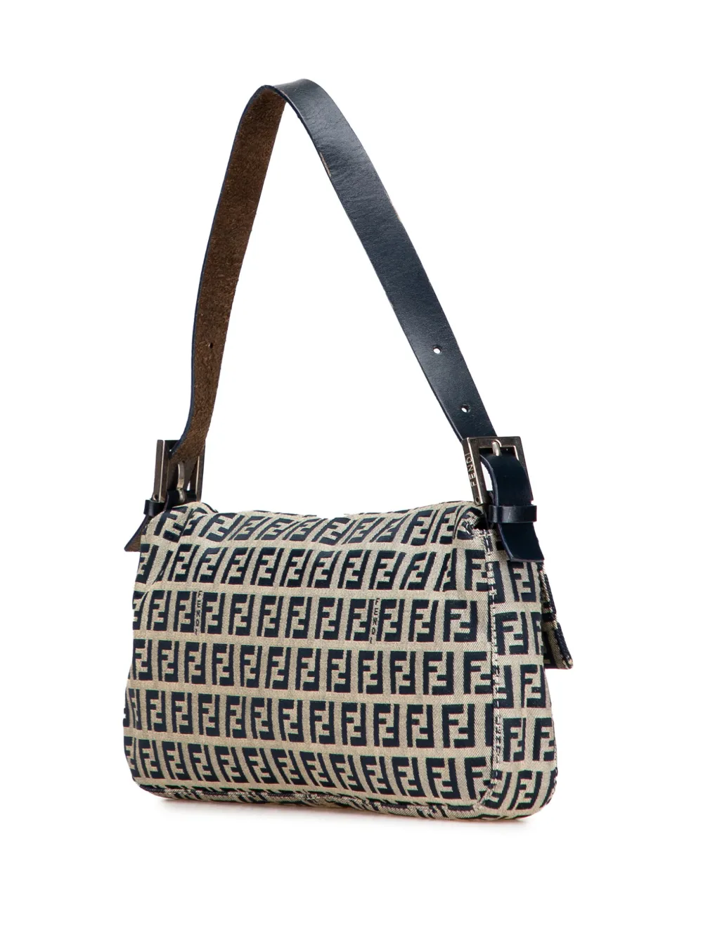 Pre-owned Fendi 20th Century Zucchino Canvas Baguette Shoulder Bag In Gray