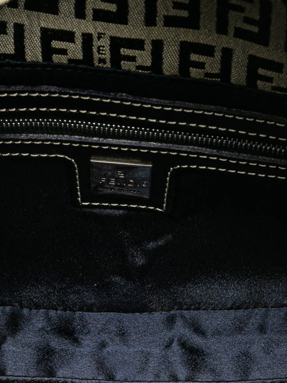 Pre-owned Fendi 20th Century Zucchino Canvas Baguette Shoulder Bag In Gray