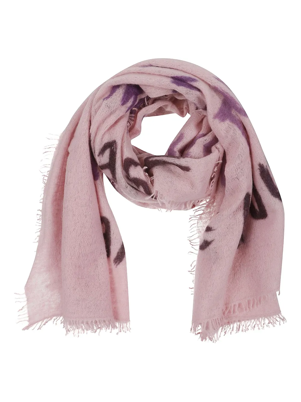 Mala Alisha Letters Fringed Scarf In Pink