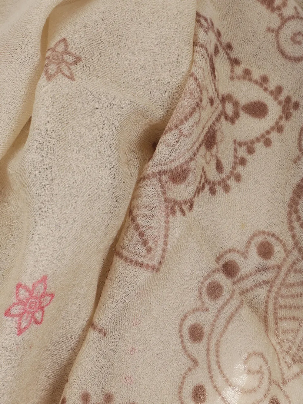 Mala Alisha Como floral-print fringed scarf - Beige