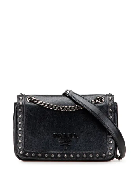 Prada Pre-Owned 2000-2025 Small Studded Glace Calf Chain Flap crossbody bag