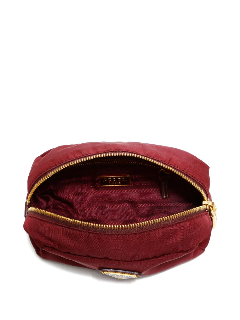 Pre-owned Prada 2015-2025 Triangle-logo Pouch In Red