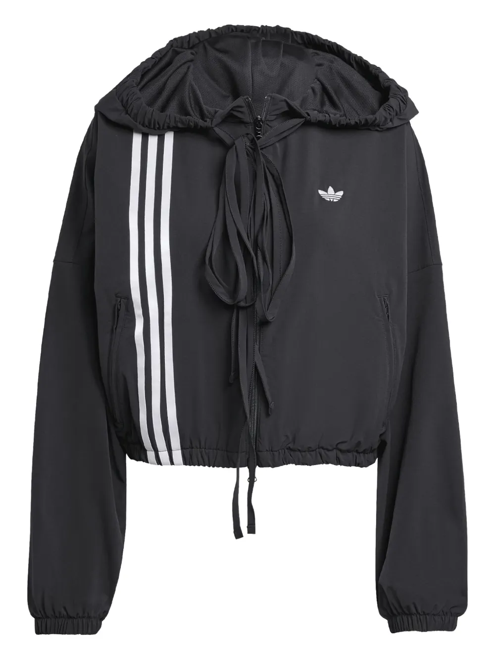 adidas three-stripes drawstring hoodie | Black | Image 1
