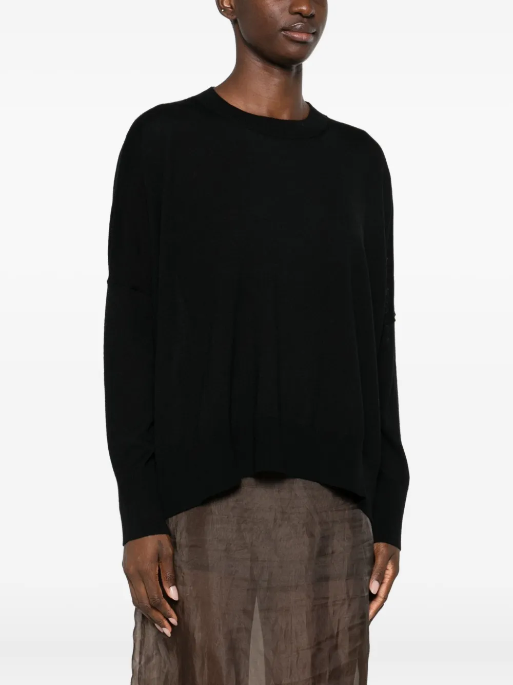 Laboratorio Capri Long-sleeved Knitted Sweater In Black