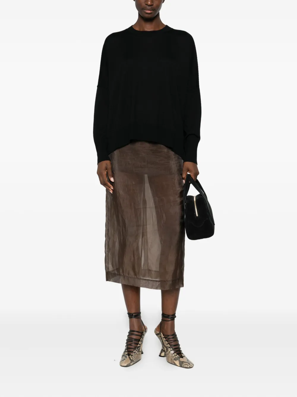 Laboratorio Capri Long-sleeved Knitted Sweater In Black