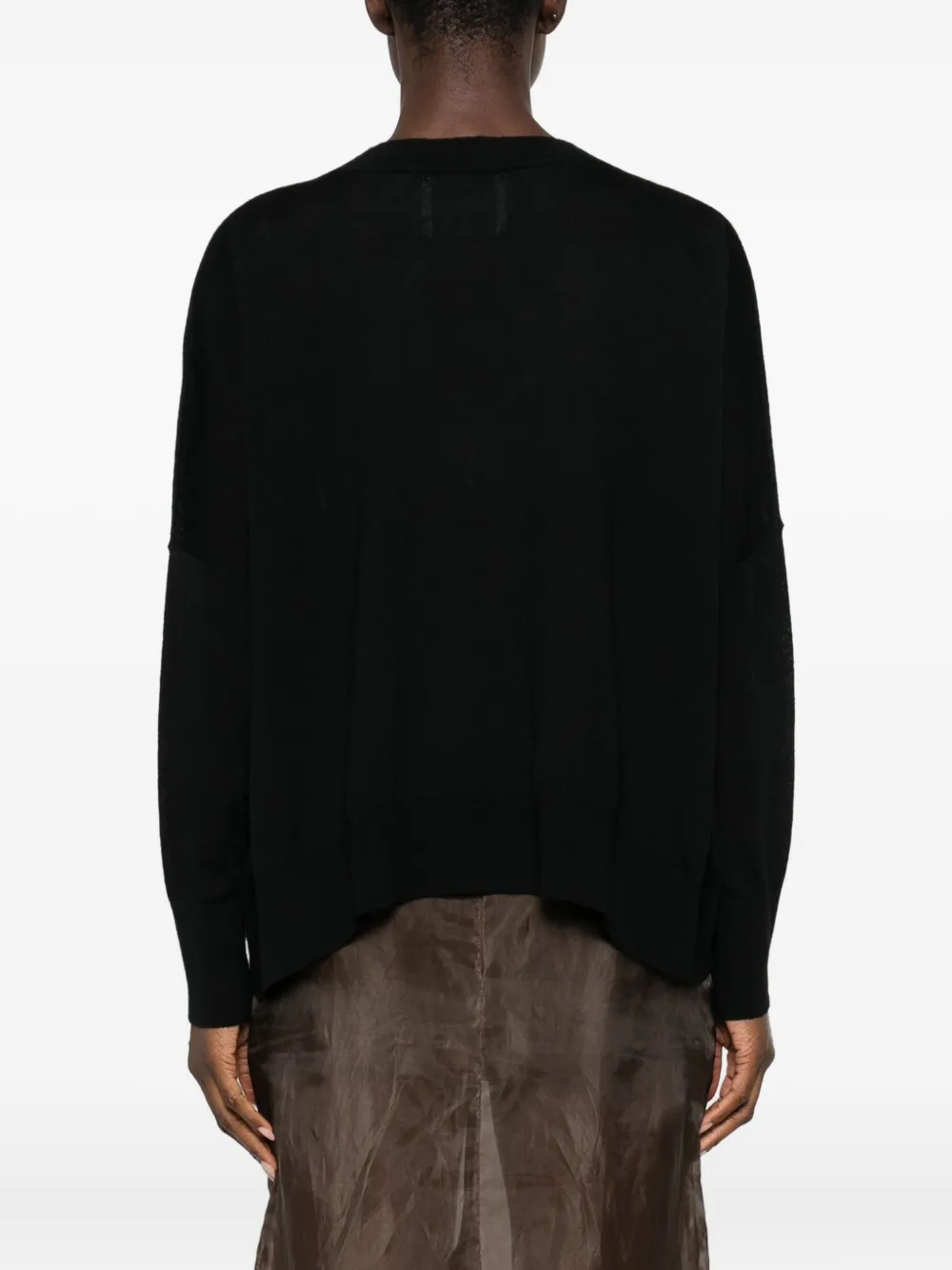 Laboratorio Capri Long-sleeved Knitted Sweater In Black