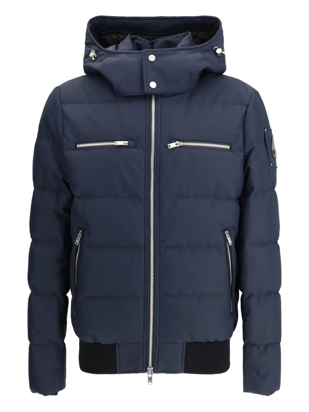 Moose Knuckles hooded zip bomber jacket | Blue | Image 1