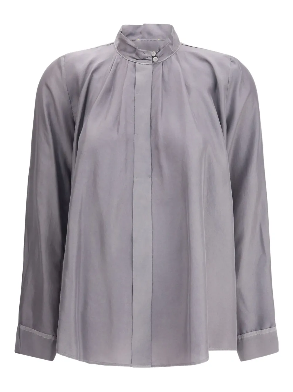 Forte Forte Crater-collar Shirt In Habotai Silk In Gray