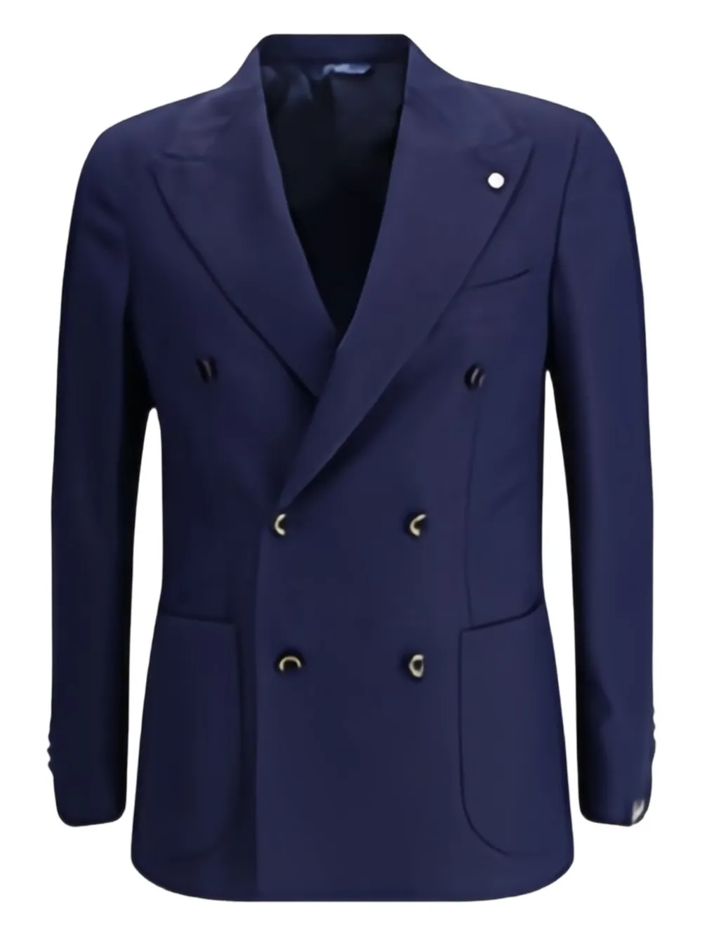 Gi Capri Double-breasted Jacket In Virgin Wool In Blue