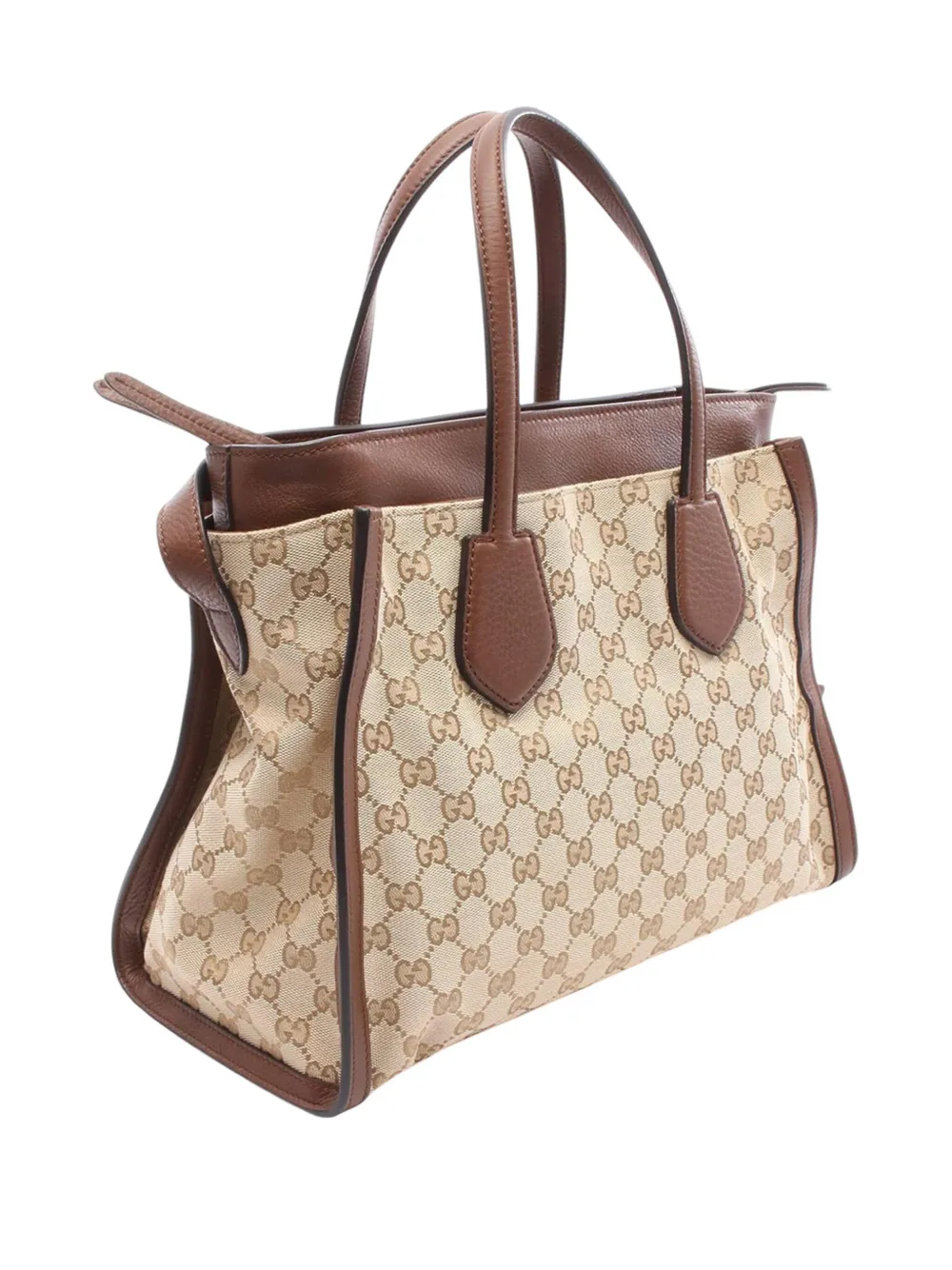 Pre-owned Gucci 2000-2015 Gg Canvas Ramble Layered Satchel In Brown