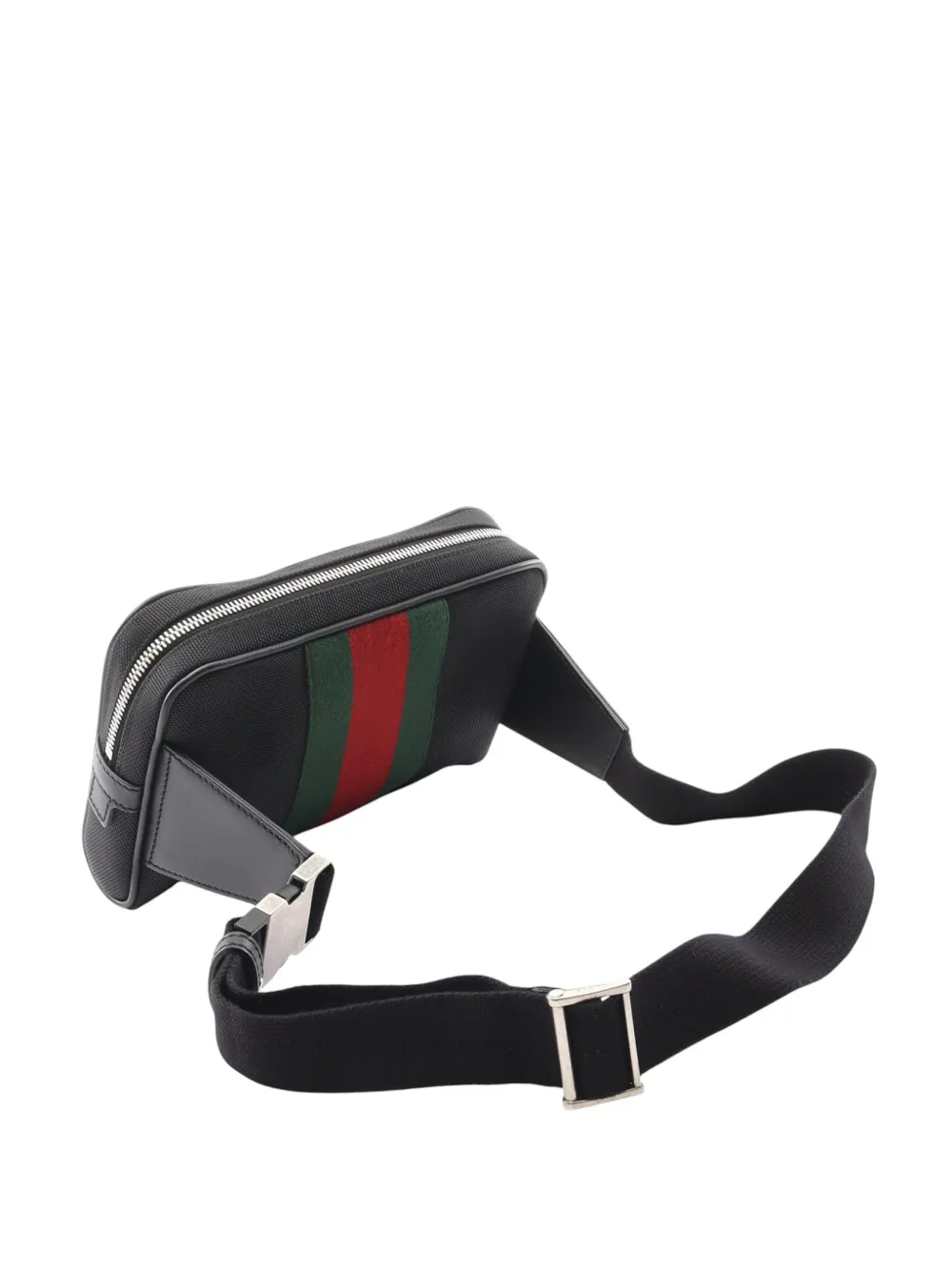 Pre-owned Gucci 2016-2025 Canvas Techno Web Belt Bag In Black