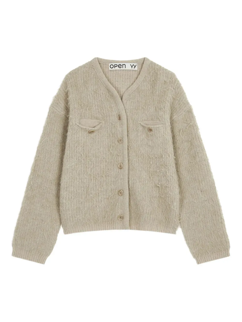 Open YY Shaggy cardigan | Neutrals | Image 1