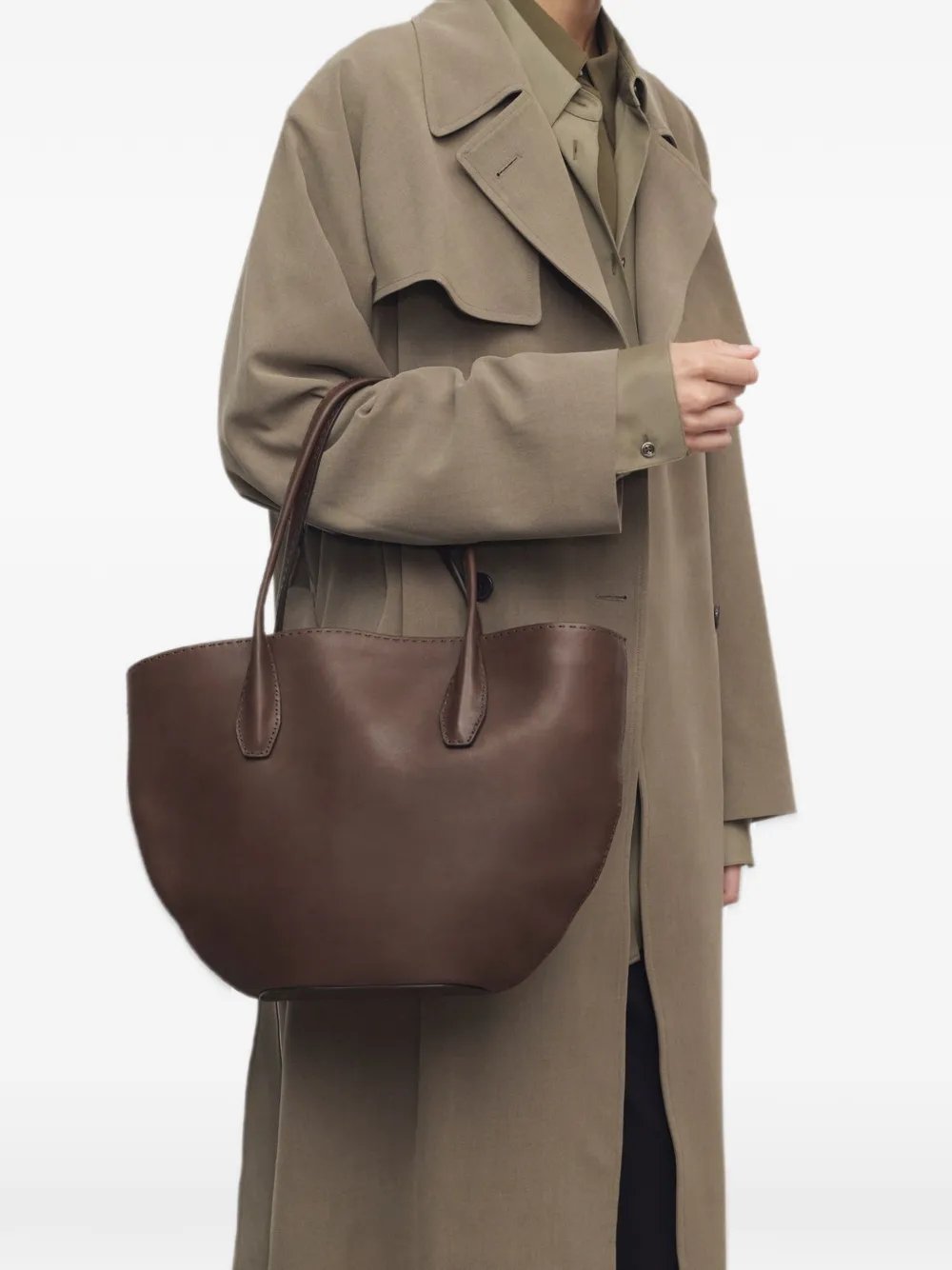 The Row top-handles leather shoulder bag - Marrone