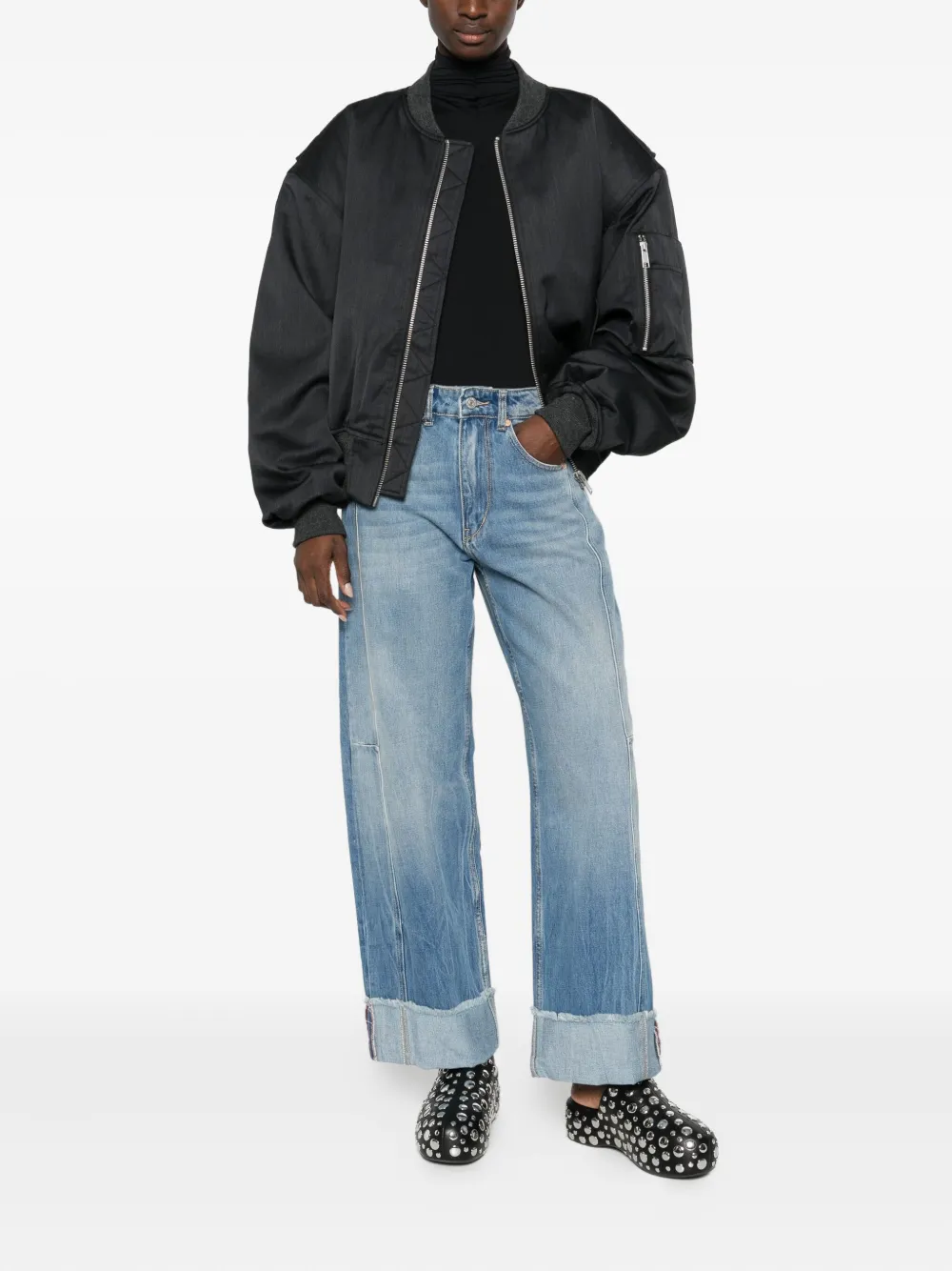 Les Temps des Cerises cuffed straight-leg jeans - Blauw