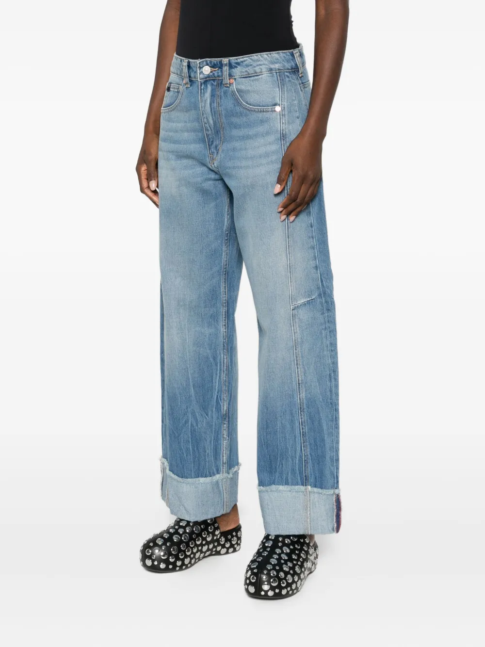 Les Temps des Cerises Straight jeans met omgeslagen pijpen Blauw
