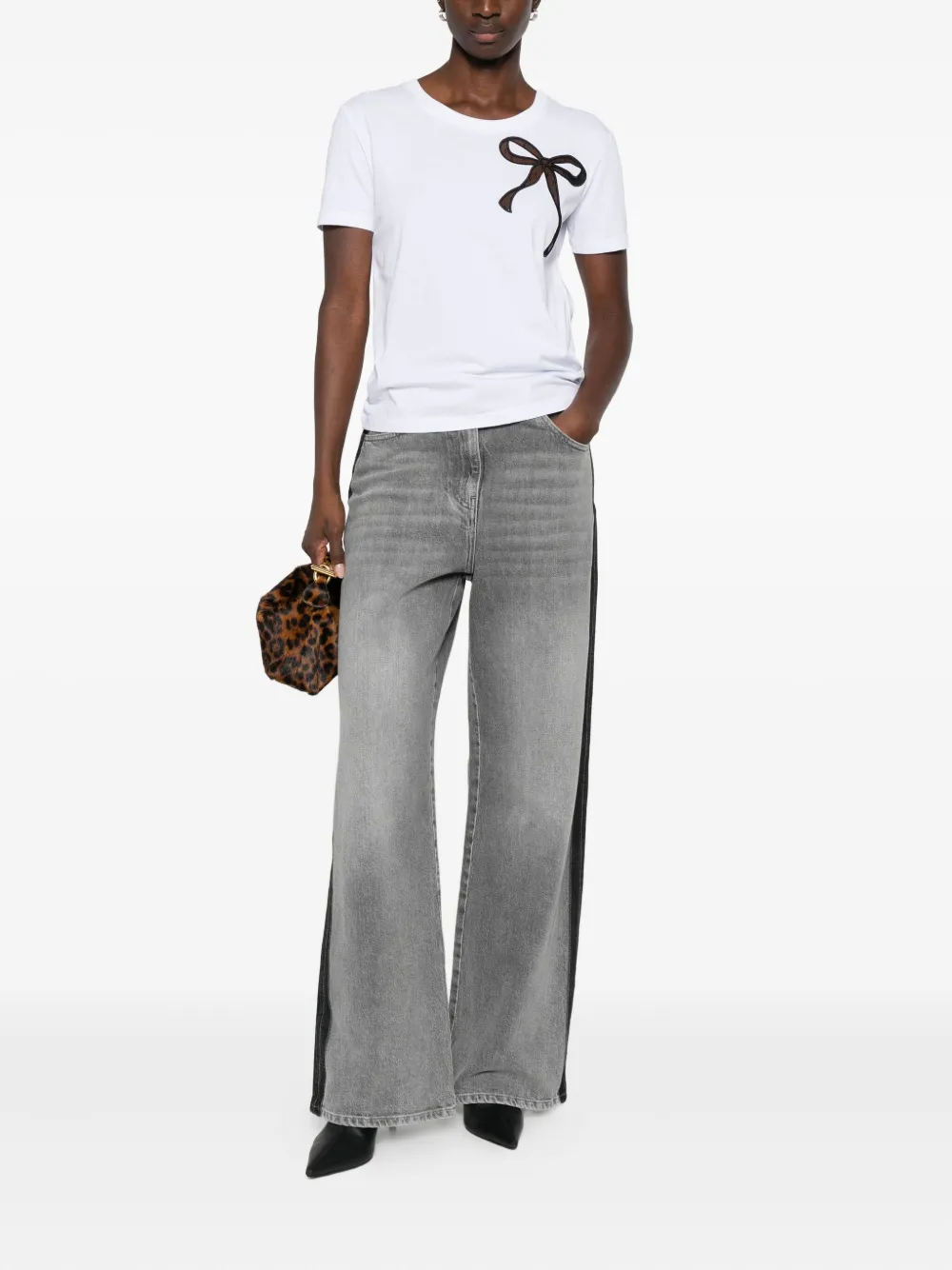 TWINSET T-shirt met strik applicatie Wit