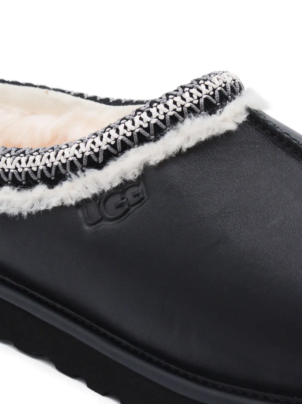 Ugg Round Toe Flat Sole Embroidered Sandals In Black
