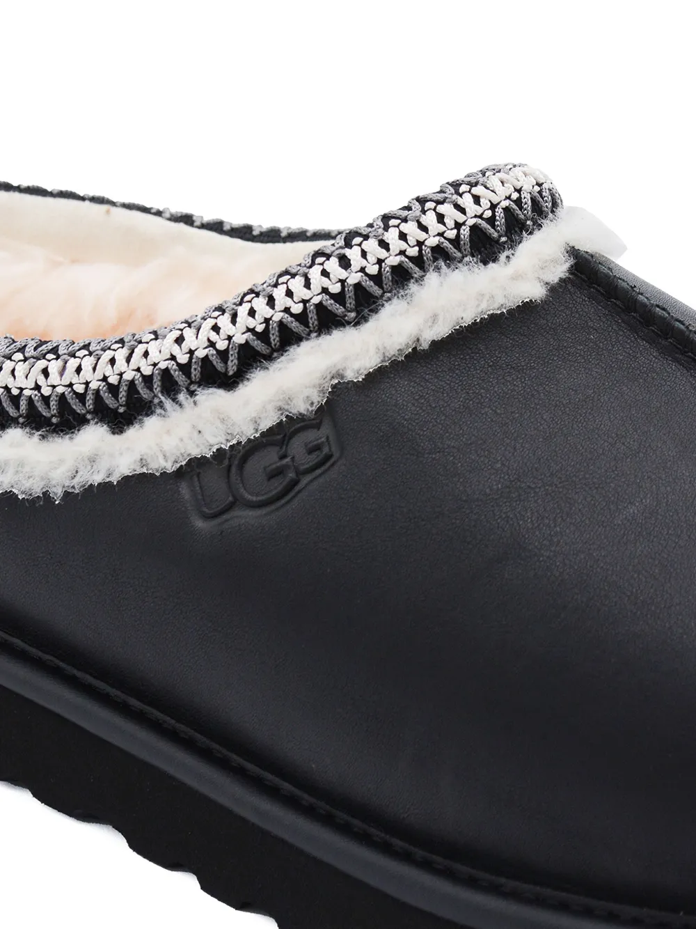 Ugg Round Toe Flat Sole Embroidered Sandals In Black