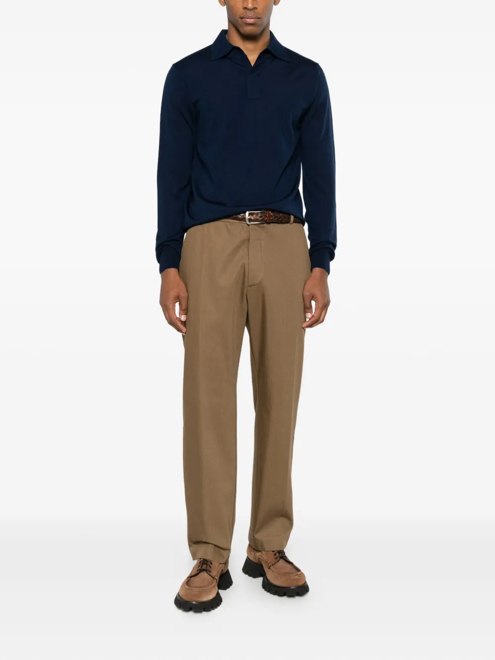 Hosio long-sleeve polo shirt - Blauw