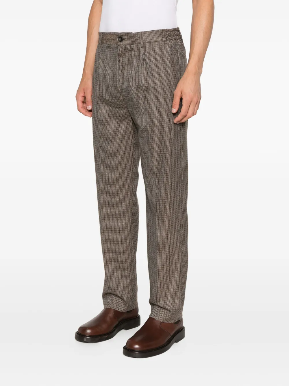 Hōsio Check-pattern Trousers In Brown