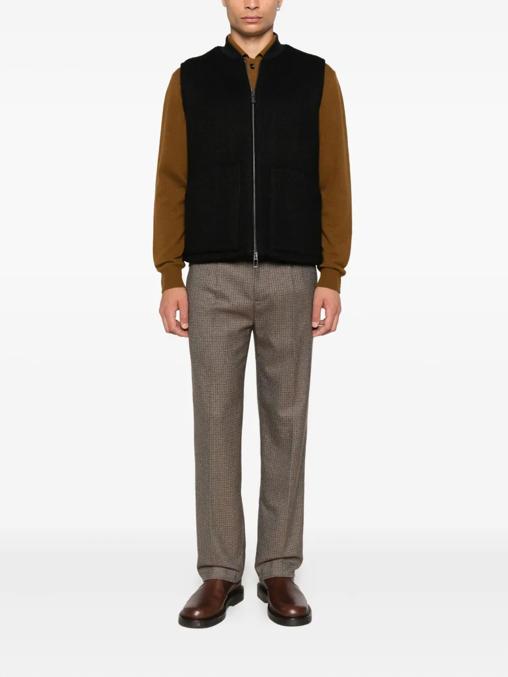 Hosio Geruite broek - Bruin