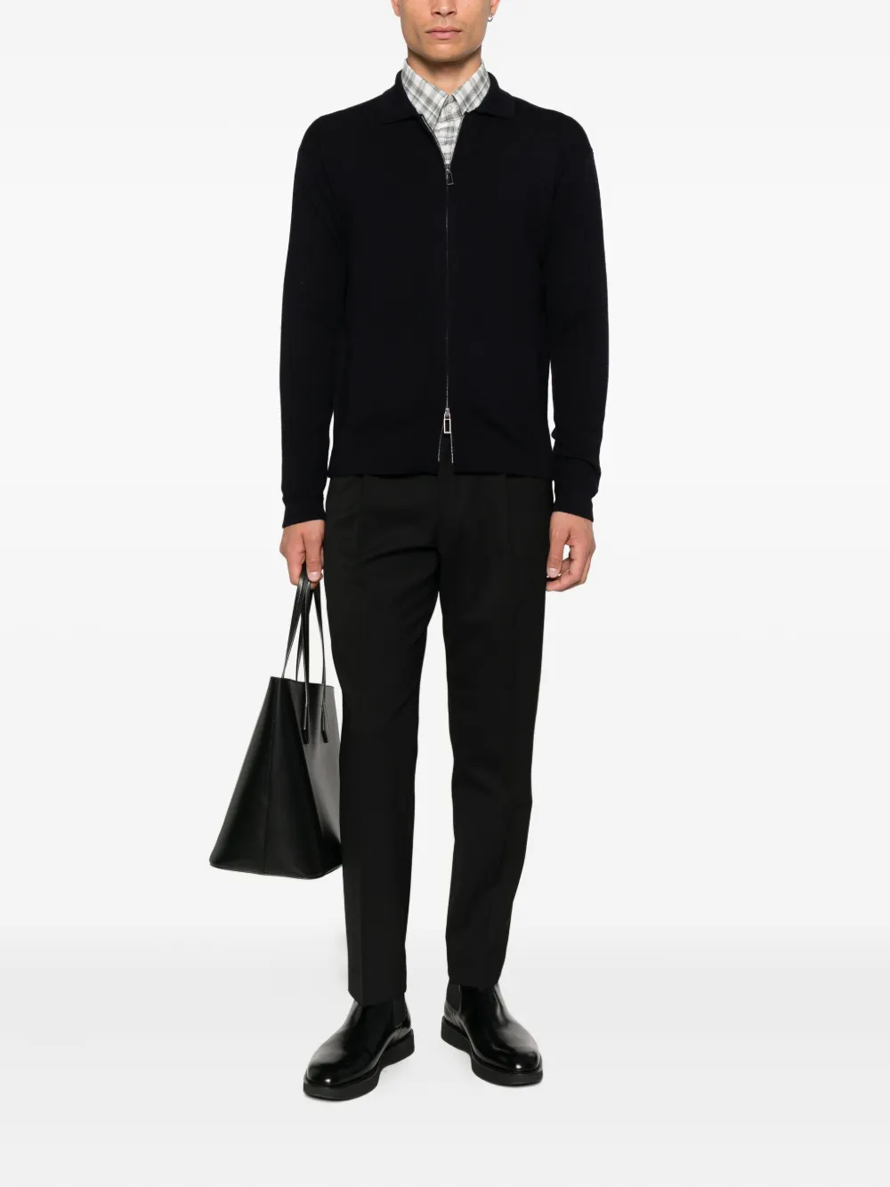 Hosio Broek met knoopsluiting - Zwart