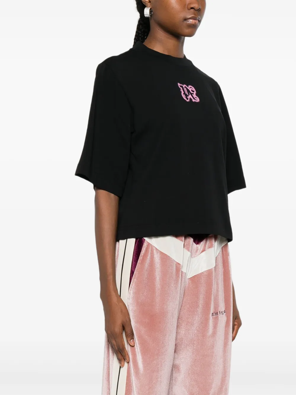 Palm Angels T-shirt met logodetail Zwart