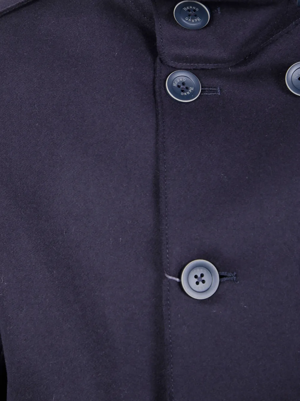 Herno Short Military Style Peacoat In Purple