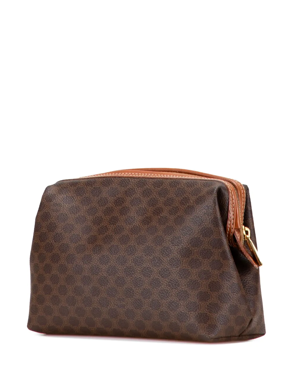 Pre-owned Celine 1998 Macadam Coated Canvas Pouch In Brown