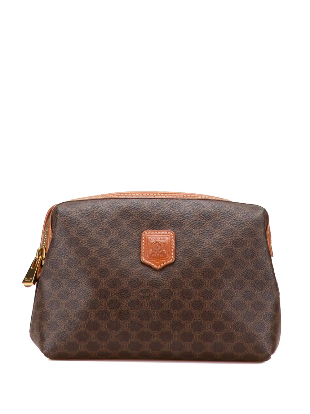 Pre-owned Celine 1998 Macadam Coated Canvas Pouch In Brown