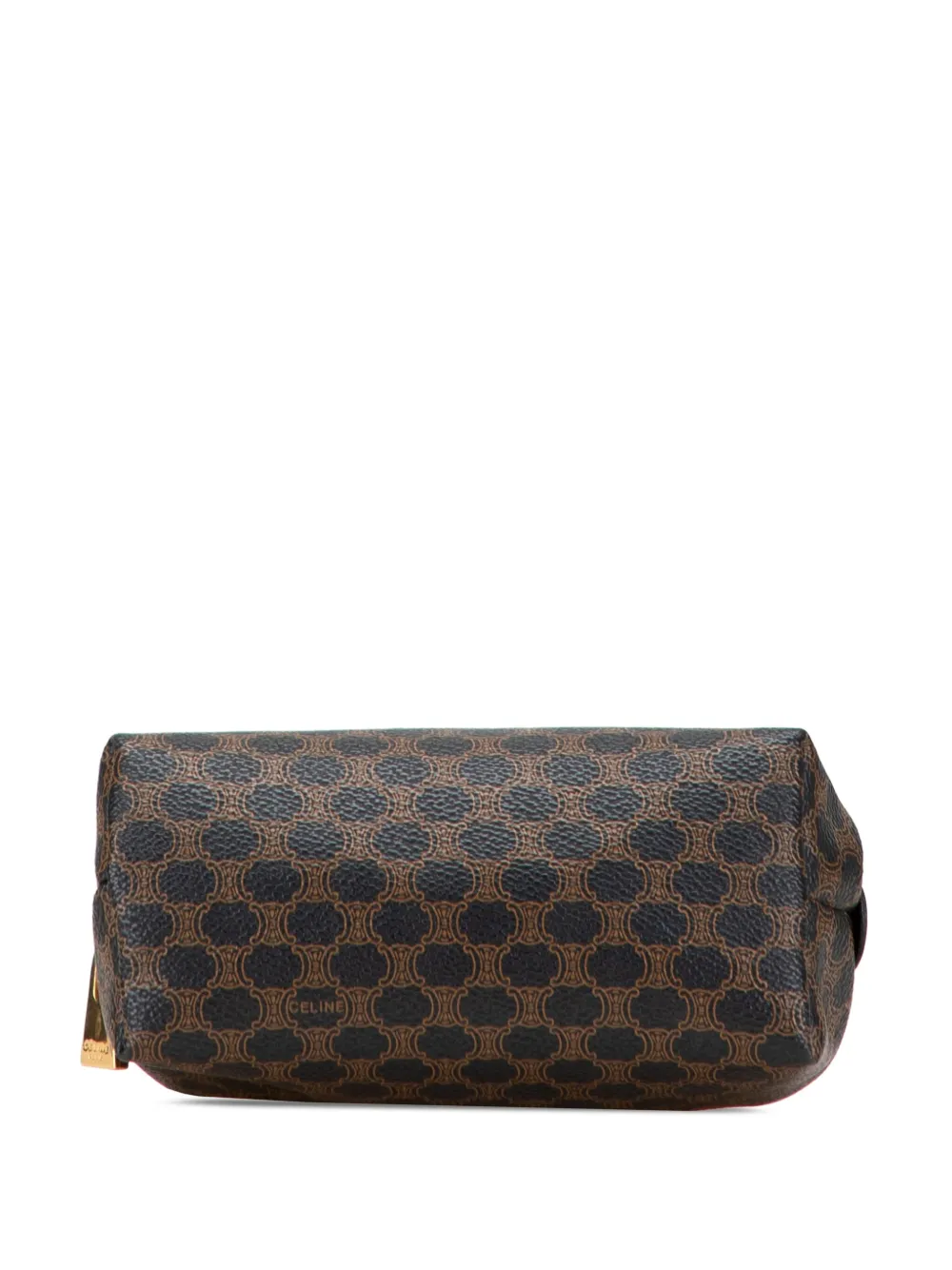 Pre-owned Celine 1998 Macadam Coated Canvas Cosmetic Pouch In Brown