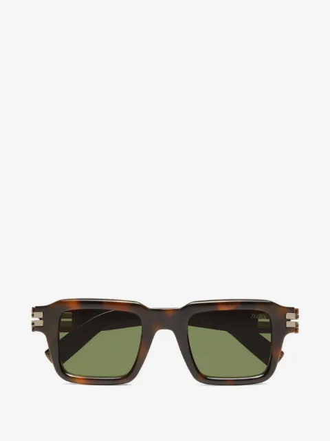 Zegna tortoiseshell-effect square-frame sunglasses
