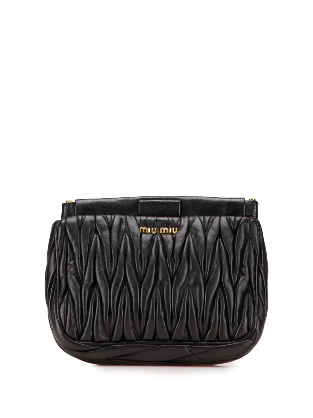 Pre-owned Miu Miu 2010-2025 Matelasse Nappa Pouch In Black