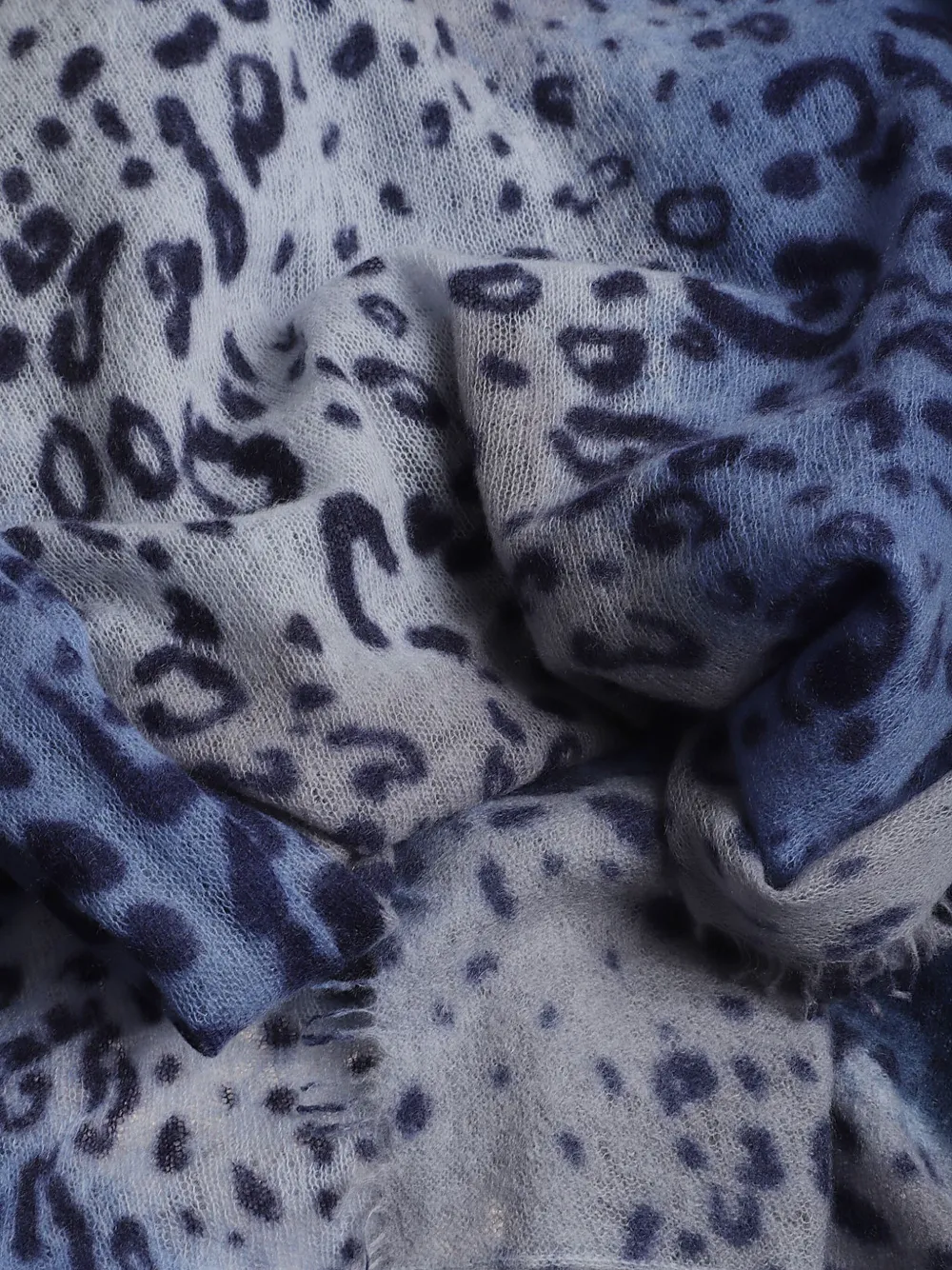 Mala Alisha Animal-print Fringed Scarf In Blue