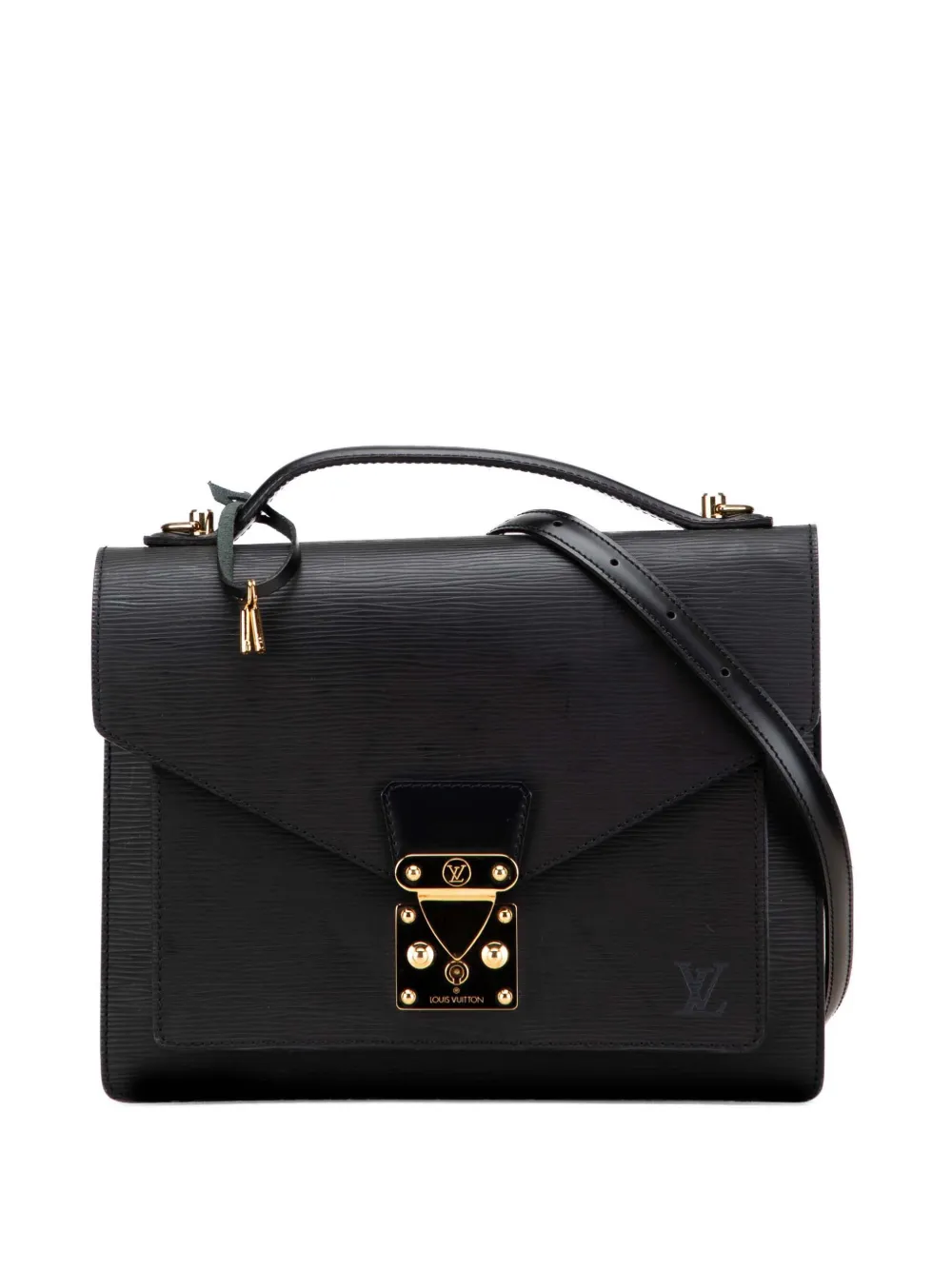 Pre-owned Louis Vuitton 2001 Epi Monceau 28 Satchel In Black