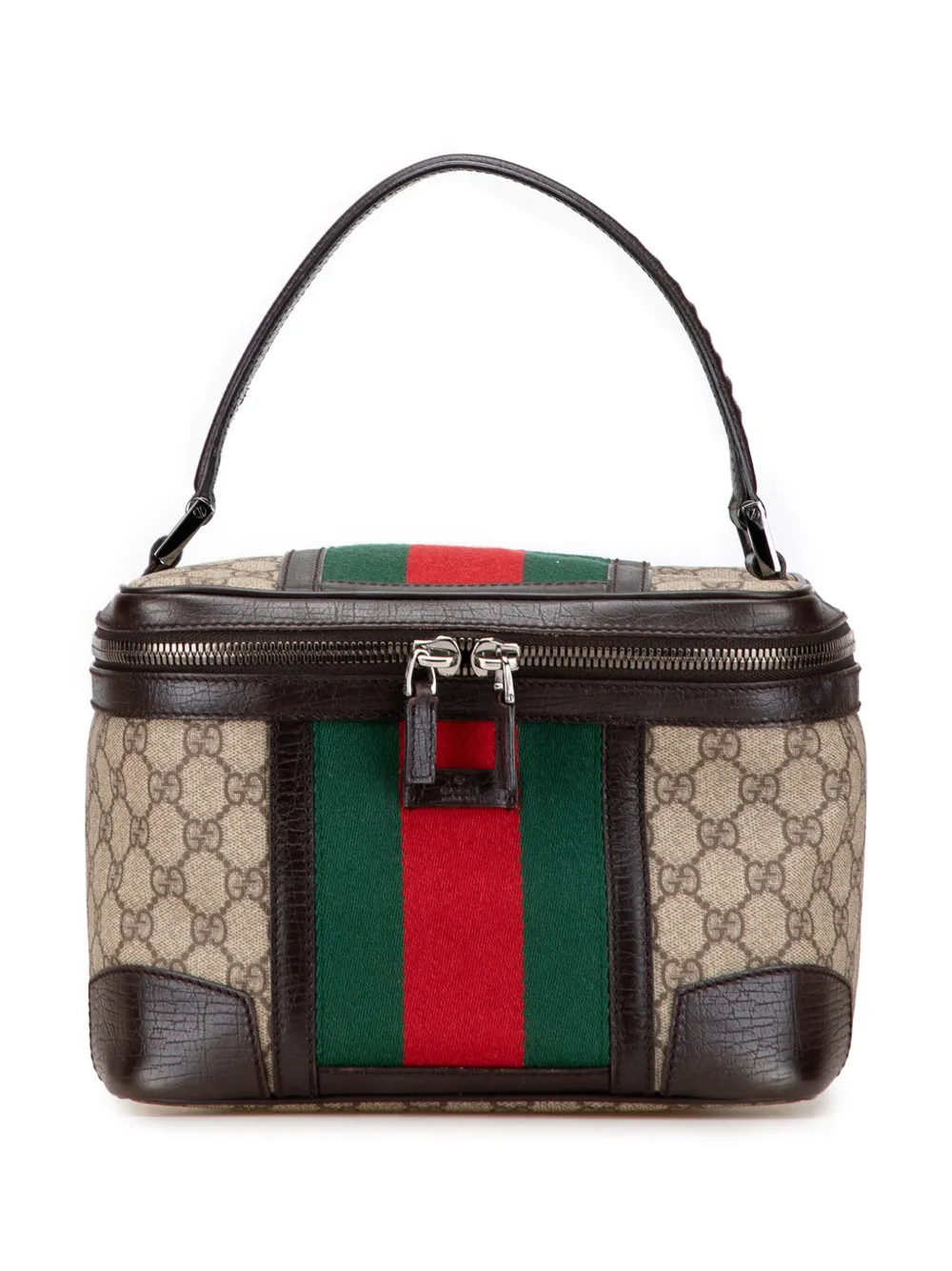 Gucci Pre-Owned 2000-2015 GG Supreme Web Cosmetic Bag vanity bag | Brown | Image 1
