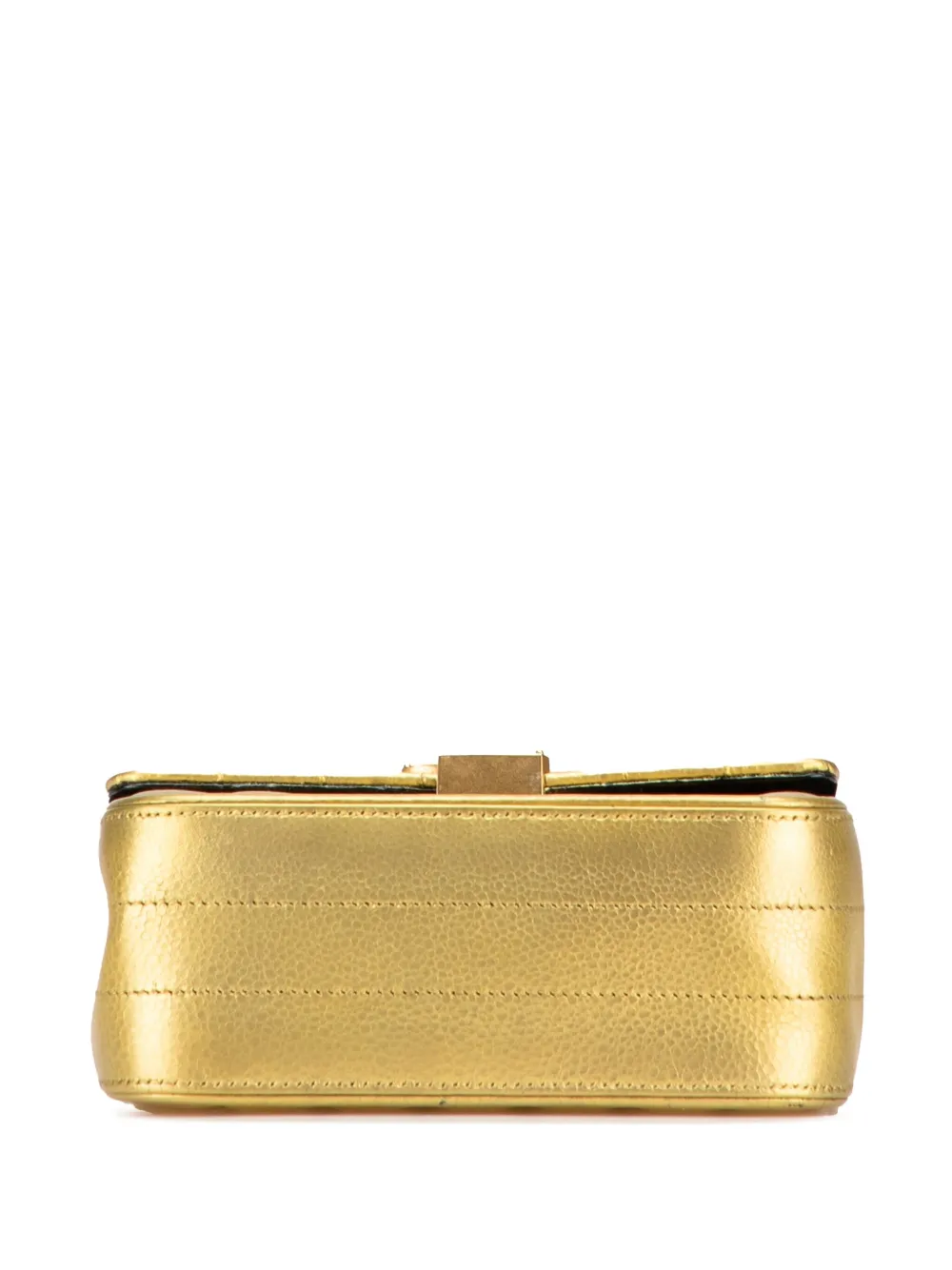 Pre-owned Saint Laurent 2018 Small Metallic Grain De Poudre Monogram Vicky Chain Bag Crossbody Bag In Gold