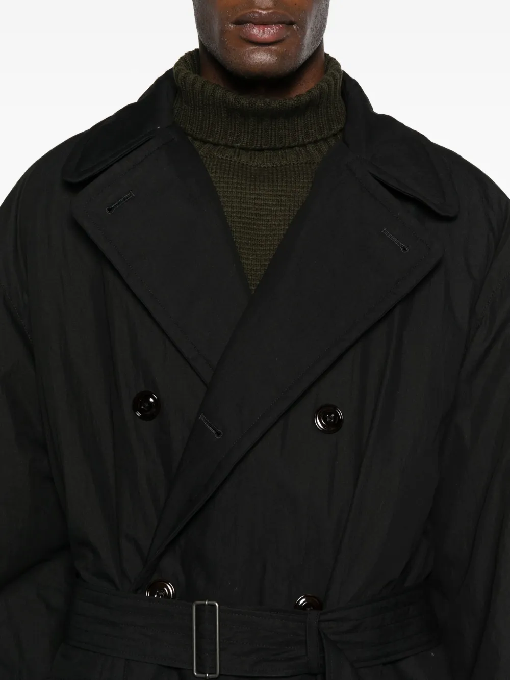 Our Legacy Belted Double-breasted Coat In Black