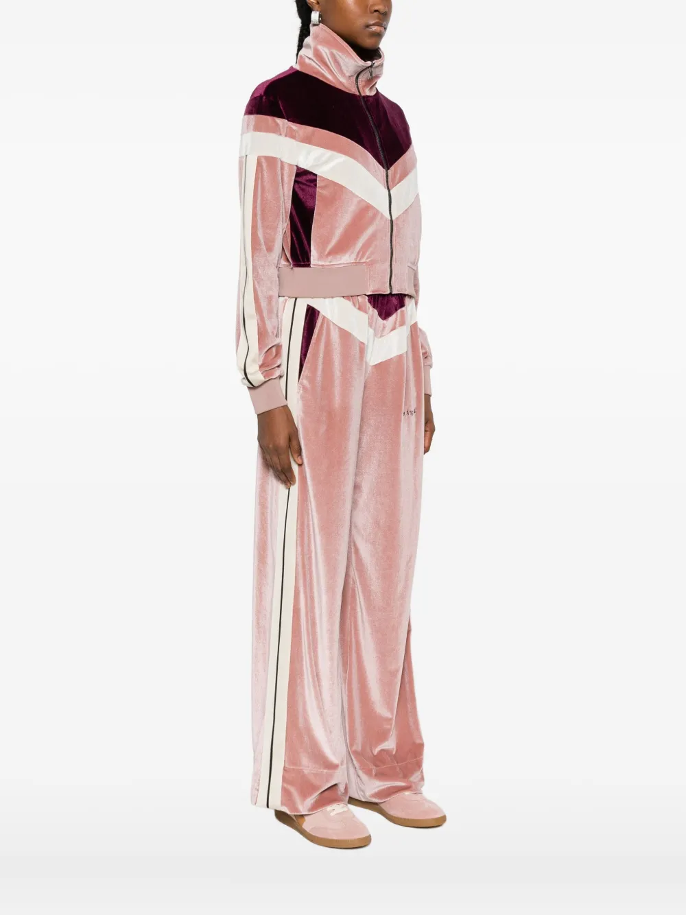 Palm Angels Colour-block Chenille Track Jacket In Pink